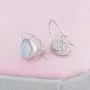 CiNily Opal Drop Earrings for Women Girls 18K White Gold Plated Oval Shape White/Blue/Pink Fire Opal Earrings Gemstone Jewelry Gift
