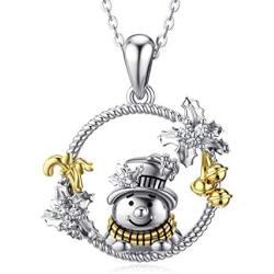 Rikelus 925 Sterling Silver Christmas Snowflake Pendant Necklace，Bell Necklace Christmas Jewelry Gifts for Women