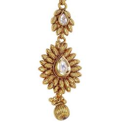 MUCH-MORE Sleek Design Gold Plated Maang Tikka for Girls & Kids & Women