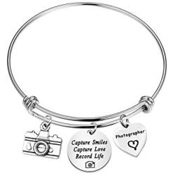 WSNANG Photographer Bracelet Capture Smiles Capture Love Record Life Bracelet Photography Gifts Camera Charm Gifts for Photographer Lovers