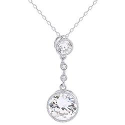 Elegant Style & Minimalist Design Bezel Cubic Zirconia Drop Pendant Neckalce | Dainty Delicate Jewelry