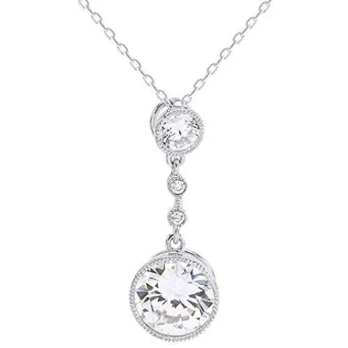 Elegant Style & Minimalist Design Bezel Cubic Zirconia Drop Pendant Neckalce | Dainty Delicate Jewelry