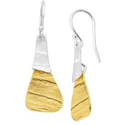 Silpada Combination Drop Earrings in Textured Brass & Sterling Silver