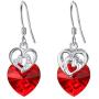 EleQueen 925 Sterling Silver CZ Love Heart Hook Dangle Earrings Made with Crystals Jewelry for Women
