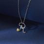 Harlermoon Initial Necklace Finger Rings Set A-Z 26 Letter Alphabet Necklace with Flower Crystal Initial Open Statement Rings Jewelry