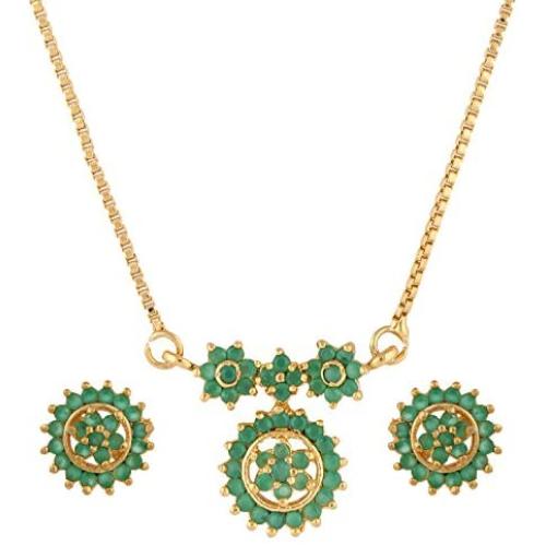Efulgenz Gold Tone Indian Traditional Pendant Necklace with Chain and Earrings Jewelry for Girls/Women