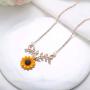 NICEMOVIC Sunflower Pearl Necklace,Sweet Resin Daisy Flower Choker Necklace Leaf Pendant Necklace Fashion Jewelry Gift for Women and Girls.(Rose Gold)