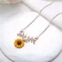 NICEMOVIC Sunflower Pearl Necklace,Sweet Resin Daisy Flower Choker Necklace Leaf Pendant Necklace Fashion Jewelry Gift for Women and Girls.(Rose Gold)