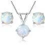GEMSME 8MM Round Opal Pendant Necklace and 6MM Round Birthstone Stud Earrings Set (white-gold-plated-base) GEMSME 8MM Round Opal Pendant Necklace and 6MM Round Birthstone Stud Earrings Set (white-gold-plated-base)
