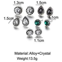 LittleB Vintage Crystal Stud Earring Sets Silver Dangle Earrings Water Drop Earrings Jewelry for Women and Girls