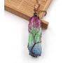Lovastar 7 Chakra Gemstone Tree of Life Copper Wire Wrap Healing Pendant Natural Quartz Crystal Necklace for Women and Girls