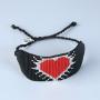 KELITCH Wax Rope Wrap Bracelets Heart Beat Shape Miyuki Statement Bracelets Handmade Braided Jewelry