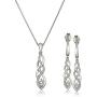 Amazon Collection Sterling Silver Diamond Twist Pendant Necklace and Earrings Box Set (1/5 cttw), 18''