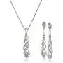 Amazon Collection Sterling Silver Diamond Twist Pendant Necklace and Earrings Box Set (1/5 cttw), 18''