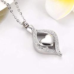 LuxglitterLin Teardrop Eye of My Heart Crystal Cremation Urn Necklace for Human Pet Ashes Holder Memorial Keepsake Pendant Jewelry