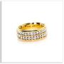 Xusamss Fashion Stainless Steel Double Row Iced Out Crystal Band Ring