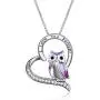 YFN Sterling Silver Lovely Pig Panda Sloth Owl Heart Pendant Necklace with Engraved Word Heart Necklace for Women