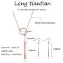 Y Necklace Earrings Set for Women Y Chain Pendant Vertical Bar Dangle Earrings Adjustable Long Bar Pendant Necklace Minimalism Drop Bar Jewelry