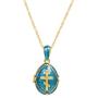 U7 Orthodox Cross Pendant & Chain 22'' 18K Gold Plated Enamel Message Necklace