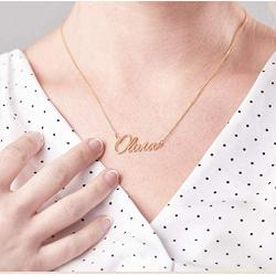 Custom Name Necklace Personalized 18K Gold Plated Nameplate Pendant Gift for Women