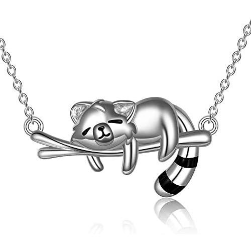 ONEFINITY Red Panda Necklace Sterling Silver Red Panda Pendant Necklaces Cute Red Panda Jewelry Gifts for Women