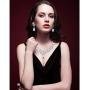 Hicarer Bridal Teardrop Cluster Crystal Jewelry Set for Women Necklace Earrings Wedding