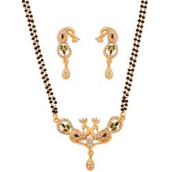 Touchstone Gold Tone Indian Bollywood Ethnic Pretty mangalsutra Necklace Set Jewelry for Women