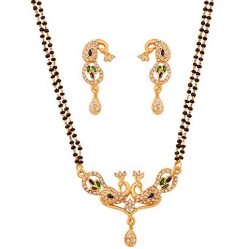 Touchstone Gold Tone Indian Bollywood Ethnic Pretty mangalsutra Necklace Set Jewelry for Women