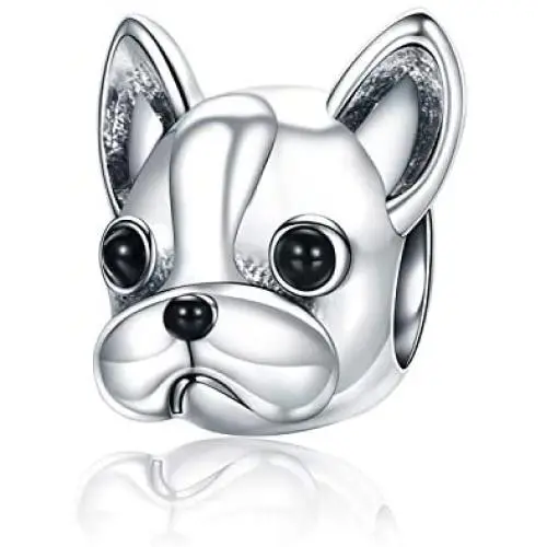 Linorui S925 Sterling Silver Bulldog Bead Charms Puppy Dog Animal Vintage Charms Fit European Snake Chain Bracelet and Necklace