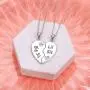 FLYOW Sister Necklaces/Mother Daughter Necklaces/Couple Necklaces for 2 Sterling Silver Heart Necklace Twin Sorority Heart Halves Matching Birthday Gifts for Women