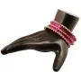 Touchstone ''Colorful Collection Indian Bollywood Alloy Single Line Clear Rhinestone and Textured Fuchsia Pink Color Bangle Bracelets Set of 18 in Antique Gold Tone for Women.