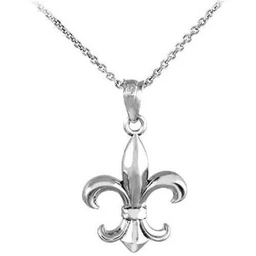 Religious Jewelry by FDJ Sterling Silver Fleur-de-Lis Charm Pendant Necklace Religious Jewelry by FDJ Sterling Silver Fleur-de-Lis Charm Pendant Necklace