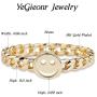 YeGieonr Gold Smiley Face Ring Happy Face Ring with Cute Chain Link Good Luck Stackable Rings for Women