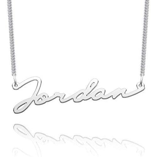 CLY Jewelry Name Necklace of Silver Plated Custom Made with Personalized Gift for Women Girls Couple
