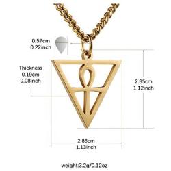HZMAN Men Women Coptic Ankh Cross Necklace Polished Pyramid Stainless Steel Egyptian Jewelry Length 22+2 Inch