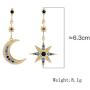 Gmillions Exaggerated Luxury Sun Moon Stars Drop Earrings Rhinestone Earrings for Women Jewelry Vintage Statement Earrings