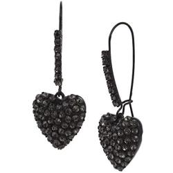 Betsey Johnson Pave Heart Dangle Earrings