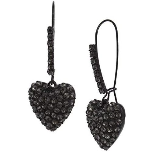 Betsey Johnson Pave Heart Dangle Earrings