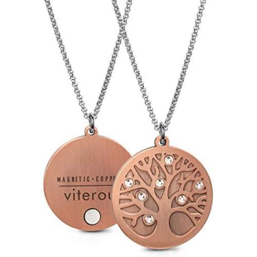 VITEROU Designed Magnetic Pure Copper Therapy Tree of Life Necklace with Elegant Crystals Pain Relief for Neck Arthritis Migraine Headaches Shoulders and Back,3500 Gauss
