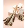 Miracle Collection Boho Handmade Knotted Glass with Leopard Fringe Statement Tassel Vintage Long Necklace