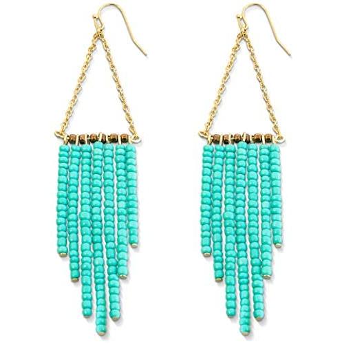 Gold Dangle Earrings, Stunning Turquoise Earrings | Turquoise and Gold Earrings 14k Gold Bohemian Earrings Dangle Earrings for Women | Dainty Spring Earrings