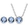 AURA Rhodium Plated Pendant Necklace and Crystal Stud Earring Jewelry Set Using Genuine Swarovski Crystals