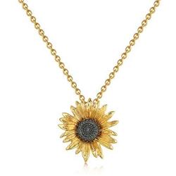 luomart Flower Edelweiss Pendant Necklace&Earrings,Sunflower Daisy Necklaces Jewelry Gift for Women Girls