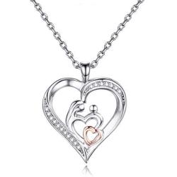 Necklace for Women Infinity Love Heart Cross Rose Flower Womens 925 Sterling Silver Necklace Pendant CZ Diamond Necklace Best Valentines Day for Women Mom