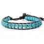 KELITCH Created Turquoise Crystal Mix Beaded Single Wrap Bracelet on Brown Leather Handwoven New Jewelry KELITCH Created Turquoise Crystal Mix Beaded Single Wrap Bracelet on Brown Leather Handwoven New Jewelry