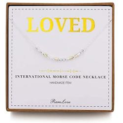 RareLove Loved Morse Code Necklace 925 Sterling Silver Beads Two Tone Friends Wife Mothers Day Graduation Jewelry Gift For Her Remember You Are Loved Women Girls