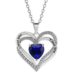 Tian Love Heart Necklace Double-Deck Plated Platinum Lovestone Pendant Necklace for Women with 5A Cubic Zirconia Jewelry