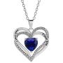 Tian Love Heart Necklace Double-Deck Plated Platinum Lovestone Pendant Necklace for Women with 5A Cubic Zirconia Jewelry