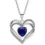 Tian Love Heart Necklace Double-Deck Plated Platinum Lovestone Pendant Necklace for Women with 5A Cubic Zirconia Jewelry