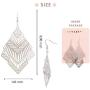 Boho Geometric Filigree Rhombus Shape Tiered Dangle Drop Statement Earrings